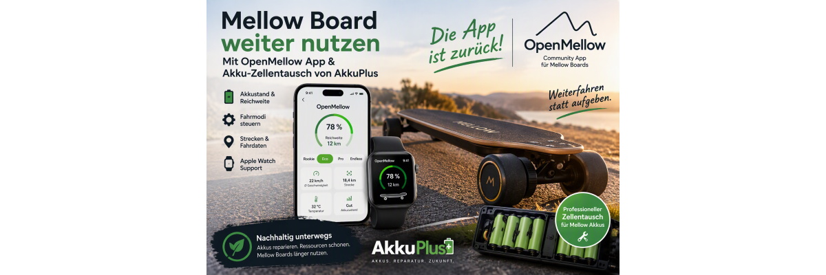 Mellow Board weiterfahren: OpenMellow App und Akku-Zellentausch geben dem Mellow Drive neues Leben - Mellow Board weiter nutzen: OpenMellow App &amp; Akku-Zellentausch