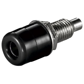 Bananenbuchse mit Gewinde<br>4 mm, mit 2 Muttern, Schwarz