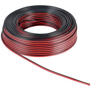goobay - Lautsprecherkabel rot/schwarz CU - 10 m Rolle, Querschnitt 2 x 0,5 mm²