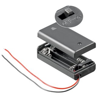 goobay - 2x AA (Mignon) Batteriehalter - lose Kabelenden, wasserabweisend, schaltbar