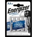 Energizer - Ultimate Lithium - Mignon AA / L91 / 1,5B / FR6 / LR6 - 1,5 Volt 3100mAh Lithium - 4er Blister