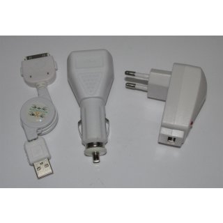 blumax 3 In 1 Ladegerät - Netzteil + USB Kabel + KFZ Adapter