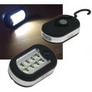LED Arbeitsleuchte mit 8 SMD +3 LEDs Haken & Magnethalter, schwarz/silber