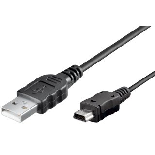 Mini USB Sync- und Ladekabel, Schwarz<br>USB 2.0-Stecker (Typ A) > USB 2.0-Mini-Stecker (Typ B, 5-Pin)