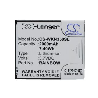 Ersatzakku - CS-WKN350SL - WIKO Rainbow / Bloom / M172 - 3,7 Volt 2000mAh Li-Ion
