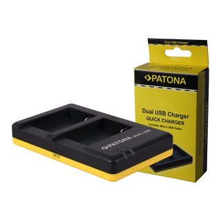 PATONA - Dual Schnell-Ladegerät - Canon NB-10L / NB10 L / NB10L - inkl. Micro-USB Kabel