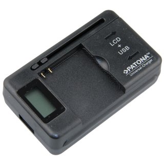 Patona - LCD Universal-Ladegerät für Smartphone- und Digitalkamera-Akkus mit USB-Ladefunktion - EOL