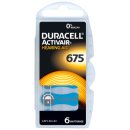 Duracell - Hörgerätebatterie Activair / Hearing Aid / 675 - 1,45 Volt Zinc Air - 6er Blister