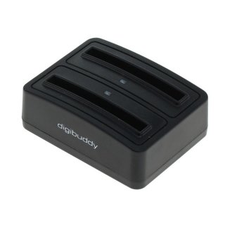 digibuddy - Akkuladestation Dual kompatibel zu Samsung B500AE - schwarz