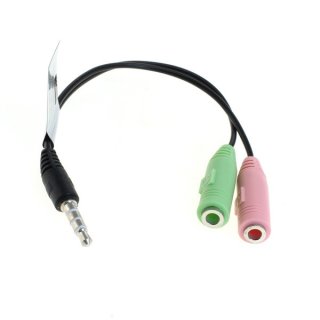 OTB - Audiokabel 2 x 3,5mm Klinken-Buchse auf 3,5mm Klinken-Stecker Stereo (PC-Headset > iPhone)