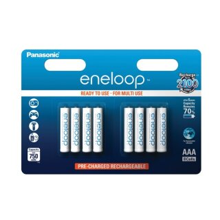 Panasonic - eneloop - BK-4MCCE/8BE - Micro AAA - 1,2 Volt 750mAh Ni-MH - 8er-Blister