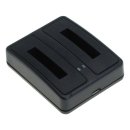 OTB Akkuladestation Dual kompatibel zu Fuji NP-50 / Pentax D-LI68 / Kodak Klic-7004 - schwarz