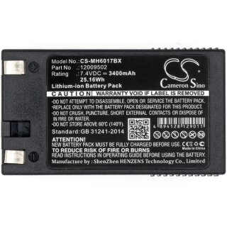 Ersatzakku - CS-MH6017BX - MONARCH 12009502 / PAXAR 120095 / 12009502 - 7,4 Volt 3400mAh Li-Ion