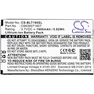 Ersatzakku - CS-BLT190SL - BLU C663907180T / T190 - 3,7 Volt 1600mAh Li-Ion