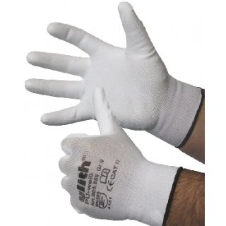 Nylon Feinstrick-Handschuhe mit weißer PU-Beschichtung, Cat II, Größe 10