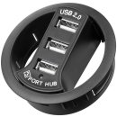 3-fach USB 2.0 Hi-Speed Einbau-HUB/Verteiler<br>zum Einbau in 60 mm Tischdurchführungen