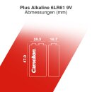 Camelion - Plus Alkaline 6LR61 / 9 Volt Block / PB6 - 9 Volt 680mAh Zn/Mn02 - 6er Box