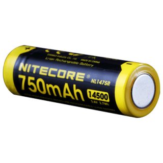 Nitecore - Typ 14500R - NL1475R - 3,6 Volt 750mAh Li-Ion Akku mit Micro-USB Lade-Port