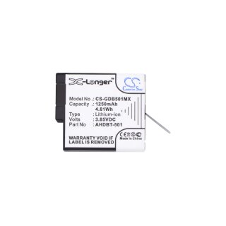 Ersatzakku - CS-GDB501MX - GoPro Hero 5 / Hero 6 / AHDBT-501 - 3,85 Volt 1250mAh Li-Ion