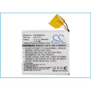 Ersatzakku - CS-IPNA3SL - APPLE iPod Nano 3rd 4GB / 616-0311 - 3,7 Volt 450mAh Li-Ion
