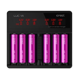 Efest - LUC V6 Charger - LCD & USB Ladegerät für 6x Li-Ion Akkus inkl. KFZ-Adapter