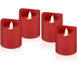 4er Set LED-Echtwachs-Kerzen, rot<br>Wunderschöne und sichere Lichtlösung für viele Bereiche wie Haus und Loggia, Büros oder Schulen