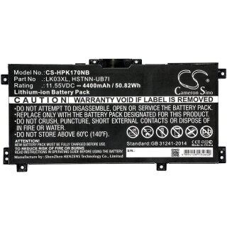 Ersatzakku - CS-HPK170NB - HP Envy 17m / 916368-541 - 11,55 Volt 4400mAh Li-Ion