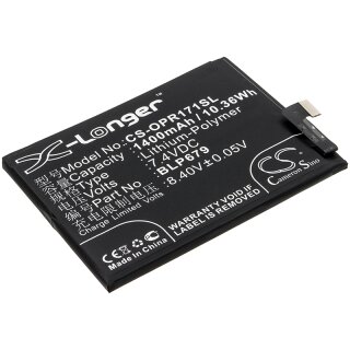 Ersatzakku - CS-OPR171SL - OPPO 1877 / CPH1877 / BLP679 - 7,4 Volt 1400mAh Li-Polymer