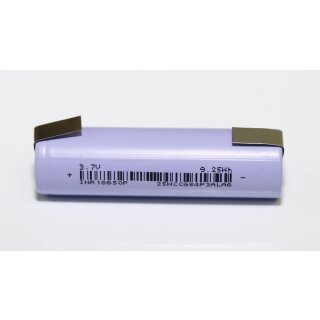 K-Tech - INR18650P - 3,7 Volt 2500mAh Li-Ion mit Lötfahne - U-Form
