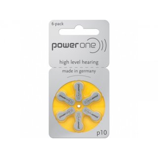 powerone - high level hearing - p10 / pr70 - 1,45 Volt 100mAh Zink Luft - Hörgerätebatterie - 6er Blister