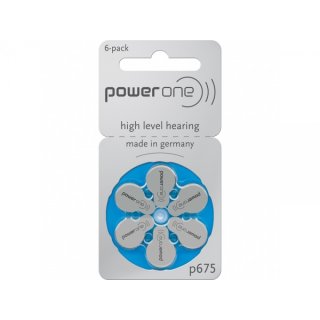 powerone - high level hearing - p675 - 1,4 Volt 650mAh Zink Luft - Hörgerätebatterie - 6er Blister