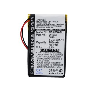 Ersatzakku - CS-UX40SL - SONY Clie PEG-UX40 / 1-756-381-11 - 3,7 Volt 850mAh Li-Polymer