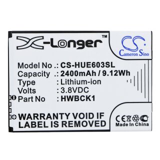 Ersatzakku - CS-HUE603SL - HUAWEI 601HW / HWBCK1 - 3,8 Volt 2400mAh Li-ion