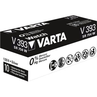 Varta - SR48 / V393 - Silberoxid-Zink-Knopfzelle 1,55 V Uhrenbatterie - 10er Pack