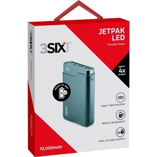 3SIXT - JetPak LED 10.000mAh das Powerpaket mit USB-C™ und 2x USB-A Anschluss