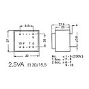 Velleman - 1150025M - Printtransformator 2.5VA 1 x 15V /...