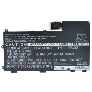Ersatzakku - CS-LVT430NB - Lenovo L11N3P51 / L11S3P51 - 11,1 Volt 4250mAh Li-Polymer