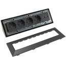 ChiliTec - 4-fach Steckdosenblock+2x USB, anthrazit 250V~/ 16A, Aufbaumontage