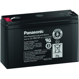 Panasonic - LC-R0612P - 6 Volt 12Ah Pb - Faston 4,8mm