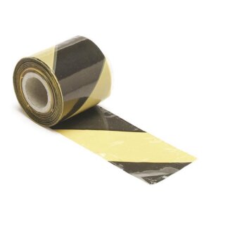 Absperrband zum Markieren, Absichern oder Absperren von Gefahrenzonen, Baustellen, Bereichen und Wegen, Polyethylen, Schwarz/Gelb, 8 cm x 100 m