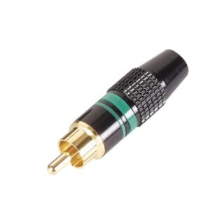 Velleman - CA051G - Cinch-Stecker - Vergoldete Spitze - Schwarzs Gehäuse - Grün