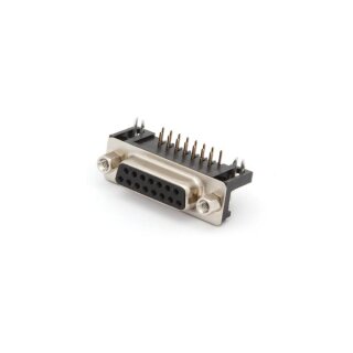 15-POL. SUB D-Buchsenleiste, Abegewinkelt, für PCB