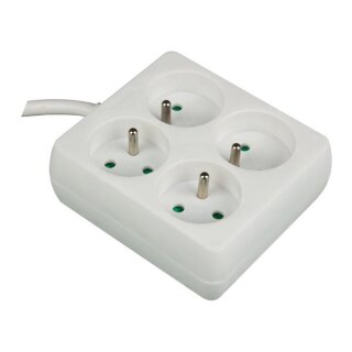 Perel - EB22 - Steckdosenleiste, 4 Typ-E-Steckdosen mit Kindersicherung, 1,5 m H05VV-F 3G1.5 Kabel, 3680 W, kompakte Innenraum-Verlängerung, weiß, IP20, 16 A, 230 V
