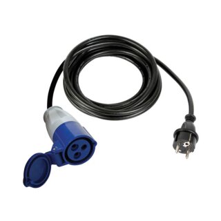Adapterleitung, H07RN-F 3G2.5, 3 m, 16 A/230 V, 3680 W, Typ E/F auf CEE, für innen und außen, Gummi, blau