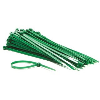 Perel - ECTG200 - Nylon-Kabelbinder-Set - 4.6 mm x 200 mm - GRÜN (100-tlg.)
