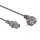 NETZKABEL - GRAU - CEE 7/7 90° + C13 - 3.0 m - 3G1.0...