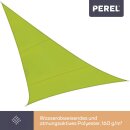 Perel - GSS3500LG - Sonnensegel, Segel Sonnenschutz für Terrasse und Pool, wasserabweisend, UV-Schutz, 3 Edelstahl-O-Ringe, 5 x 5 x 5 m, 160 g/m², Polyester, Dreieck, limonengrün