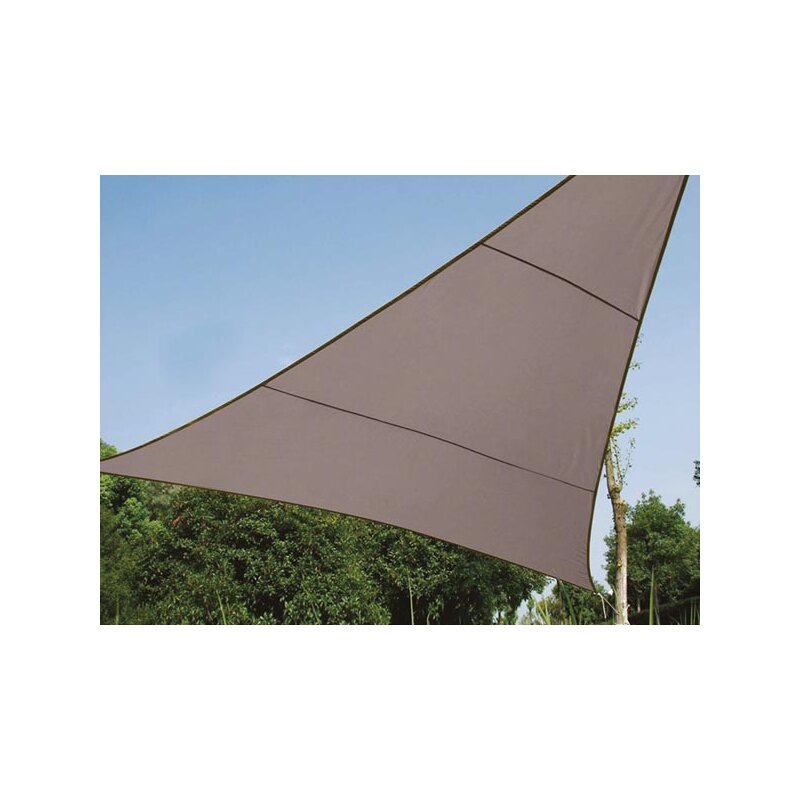 Perel - GSS3500TA - Sonnensegel, Segel Sonnenschutz für Terrasse und Pool, wasserabweisend, UV-Schutz, 3 Edelstahl-O-Ringe, 5 x 5 x 5 m, 160 g/m², Polyester, Dreieck, taupe