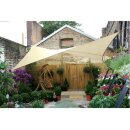 Perel - GSS4360PE - Quadratisches Sonnensegel 3.6 x 3.6 m aus atmungsaktivem und wasserdurchlässigem HDPE für Garten und Terrasse, 90 % UV-Schutz, champagner