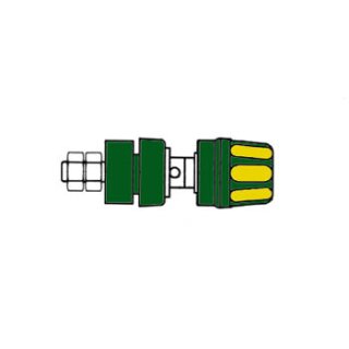 POLKLEMME MIT KRALLENRAND UND UNVERLIERBAREM ISOLIERKOPF, 4 mm - GELB-GRÜN (PKI 10 A)